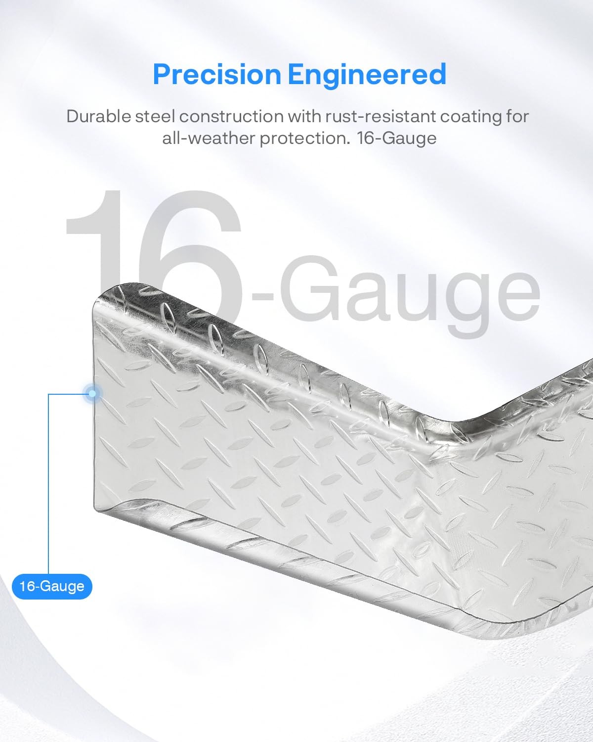 Square Trailer Fender Single Axle for 14-16 Inch Wheels Diamond Plate Steel
