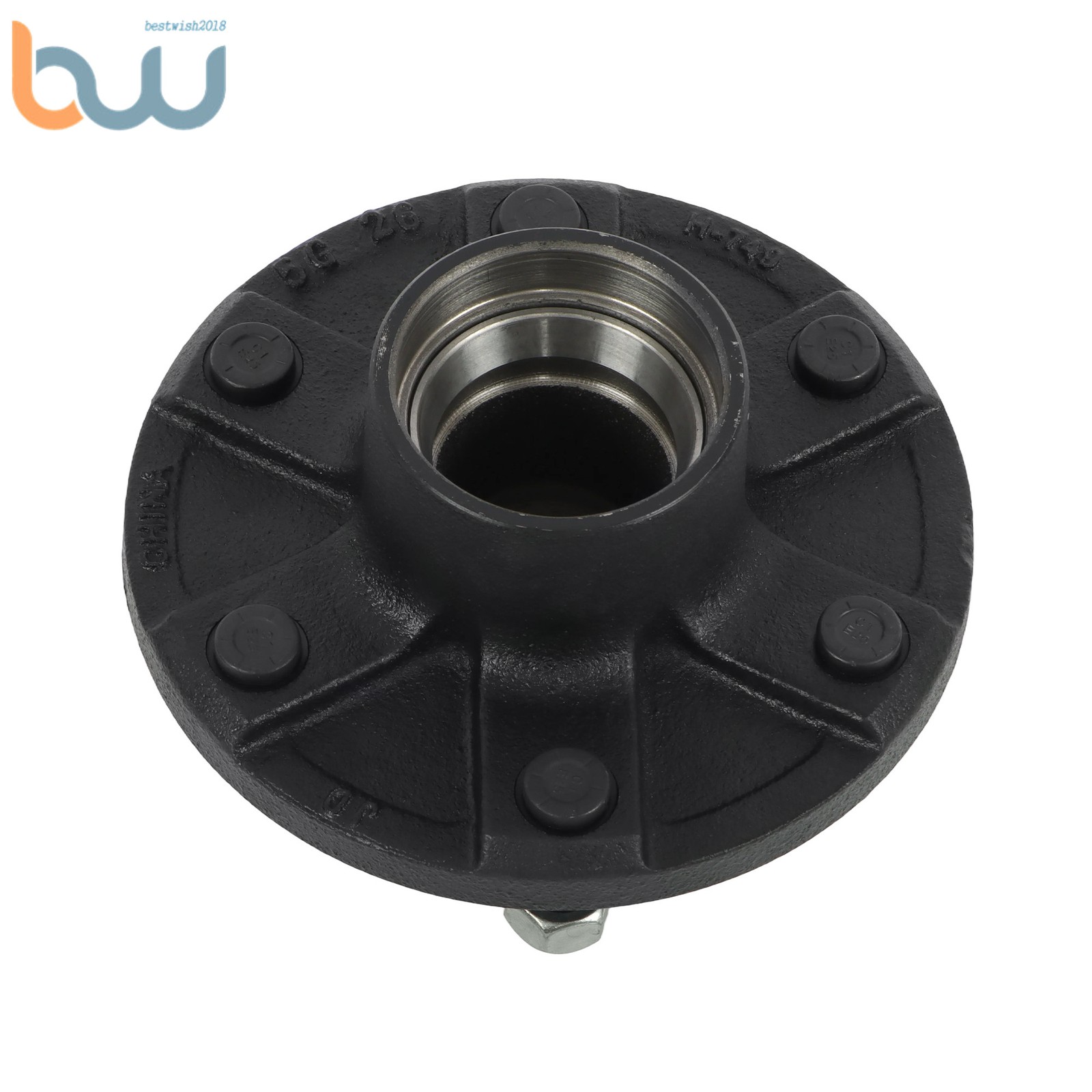 6 Lug Trailer Idler Hub Kit 6 on 5.5″ Round Trailer Spindle #84 2000 lbs Axle