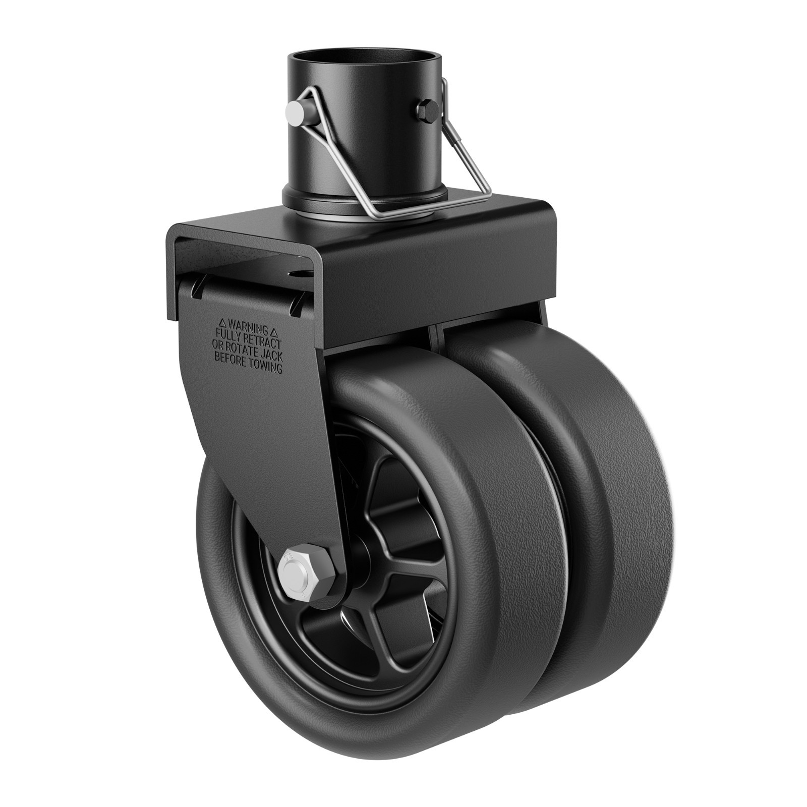 2500lbs Dual 6″ Swivel Jack Trailer Caster with Reinforced Bracket&Spoked Wheels