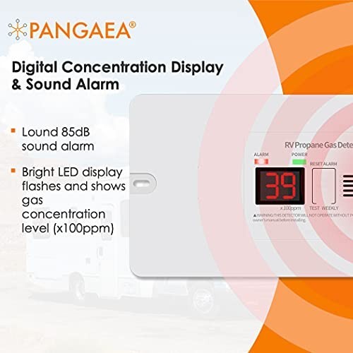 Digital RV Propane Gas Detector 85dB Alarm, DC 12V for Trailer & Motorhome