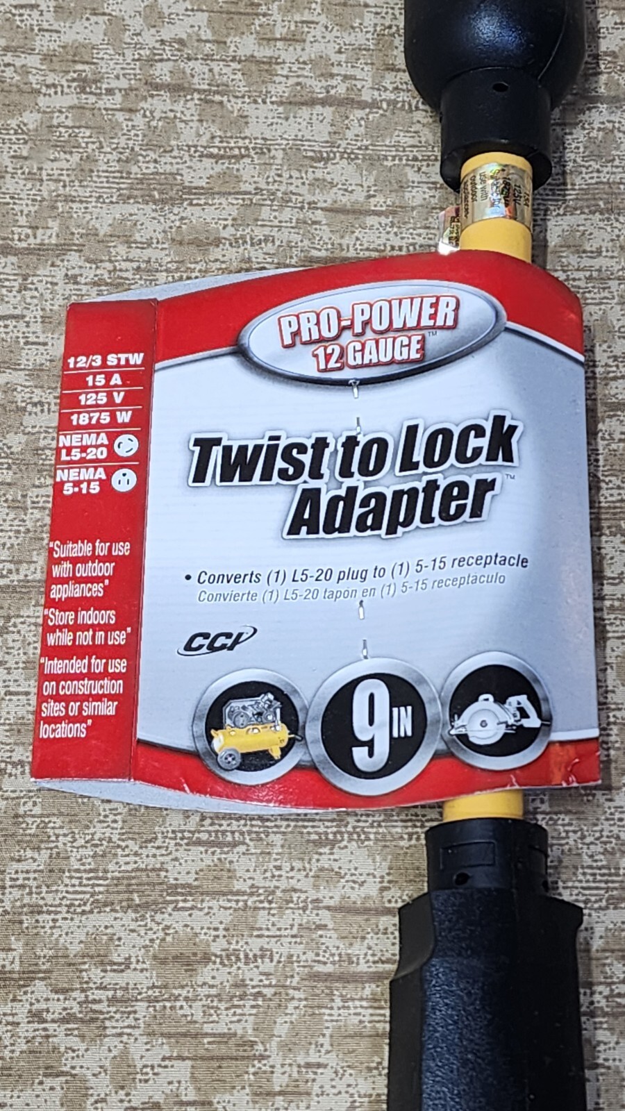 New Coleman Cable Twist To Lock Adapter NEMA L5-20 to NEMA 5-15 Part