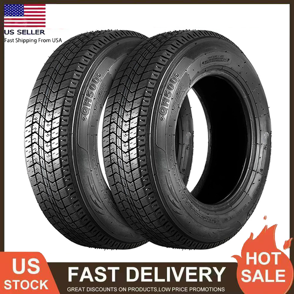 Set 2 ST205/75D14 Trailer Tires 6Ply Load Range C Heavy Duty 205 75 14 Tubeless