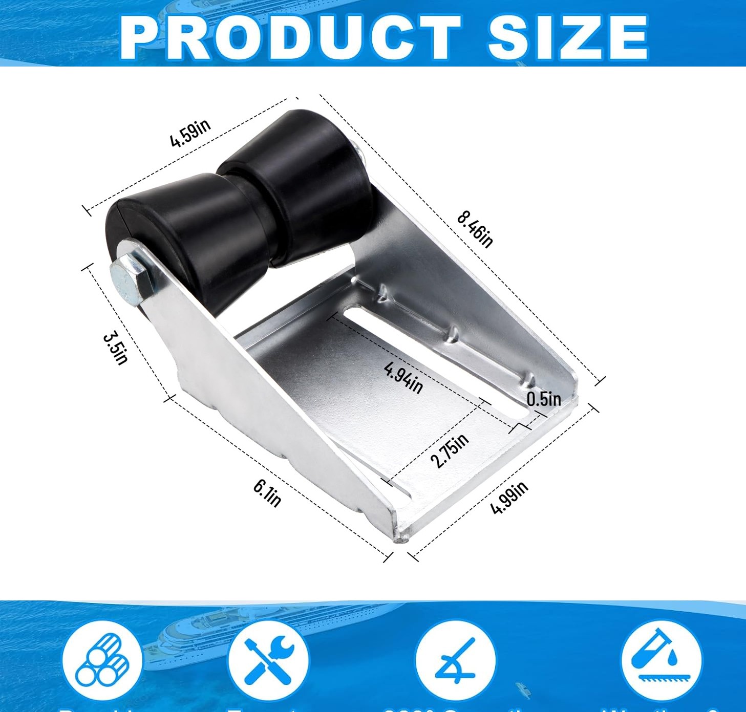 5″ Trailer Rollers with Brackets Keel Roller Assembly Kit for Boat Trailer US