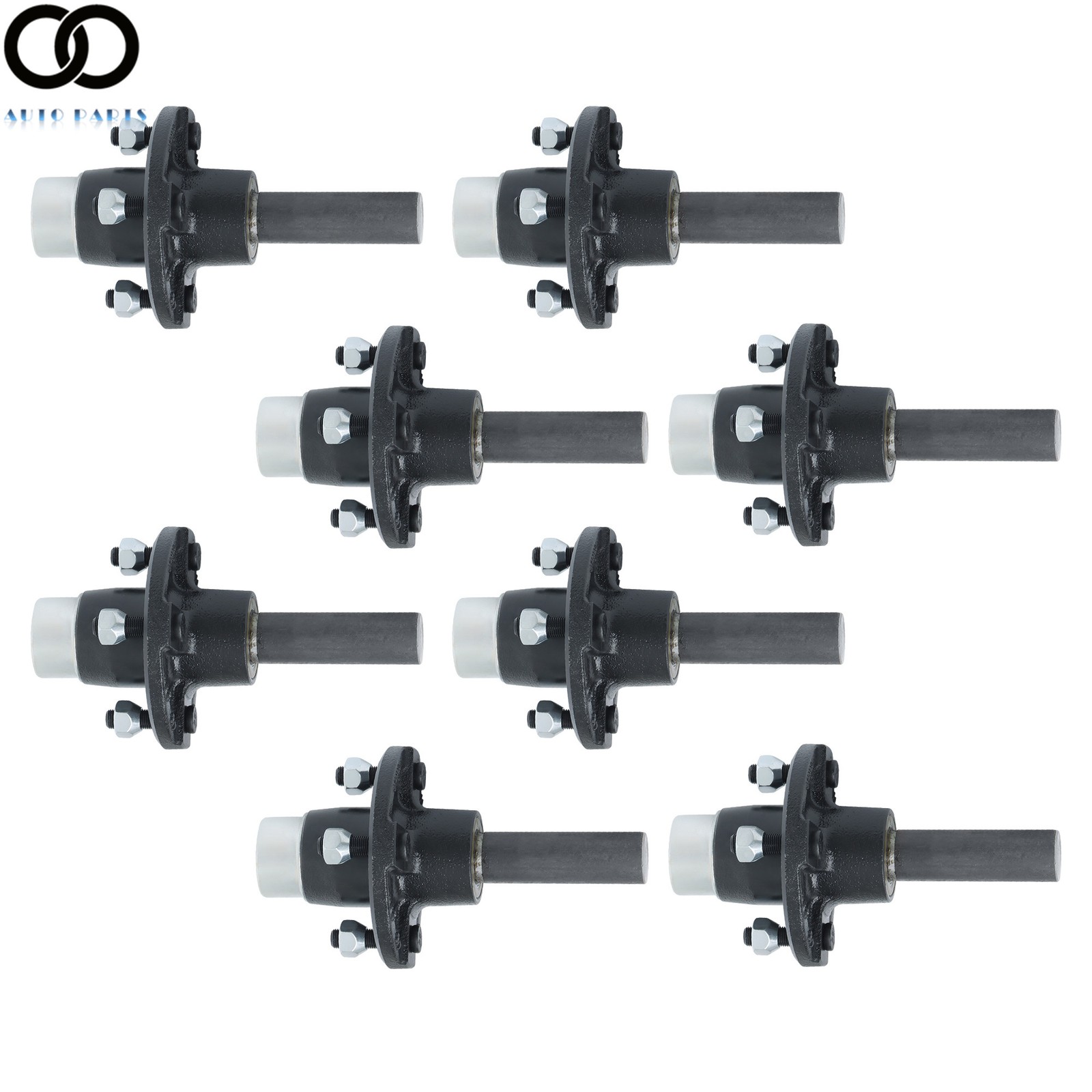 4/6/8 Pack Pre-Greased Trailer Axle Kit w/ 4on4″ Bolt Hub & 1″ Round BT8 Spindle