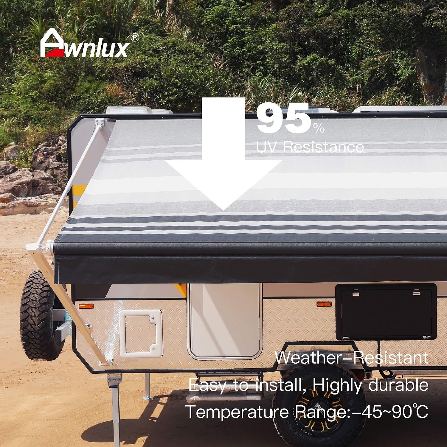 Universal Fit RV Awning Replacement Shade Screen – Waterproof 16’2″ x 8′ Fabric