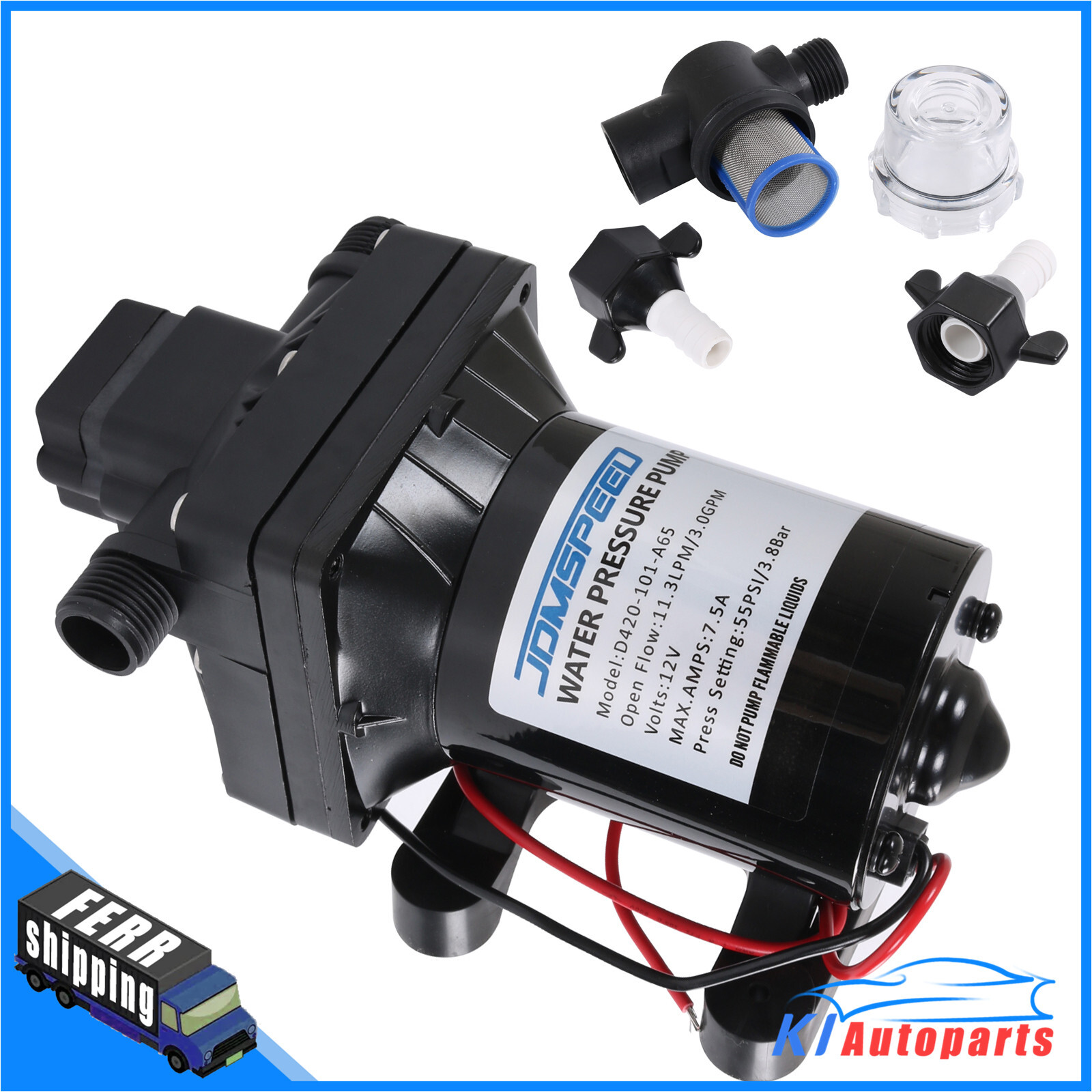 12V 3.0 Gpm RV Water Pump with Strainer 4008-101-A65 For Camper