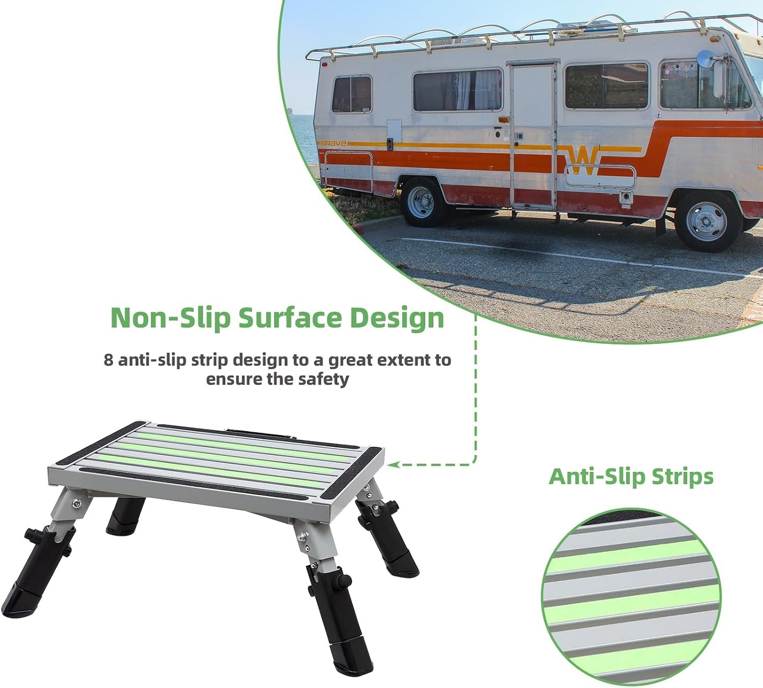 Portable Adjustable RV Step – Lightweight Non-Slip Design for Safe Access