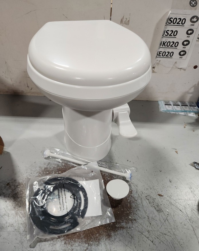 20″ RV Camper Toilet Gravity Flush Toilet Foot Pedal Home Caravan Travel Camping
