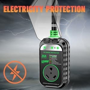 GEARGO RV Surge Protectors 30Amp 12000J Circuit Analyzer Camper LED Adapter Plug