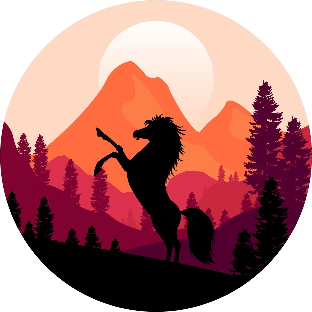 Wild Bronco Horse Sunset Spare Tire Cover for any make, model & size