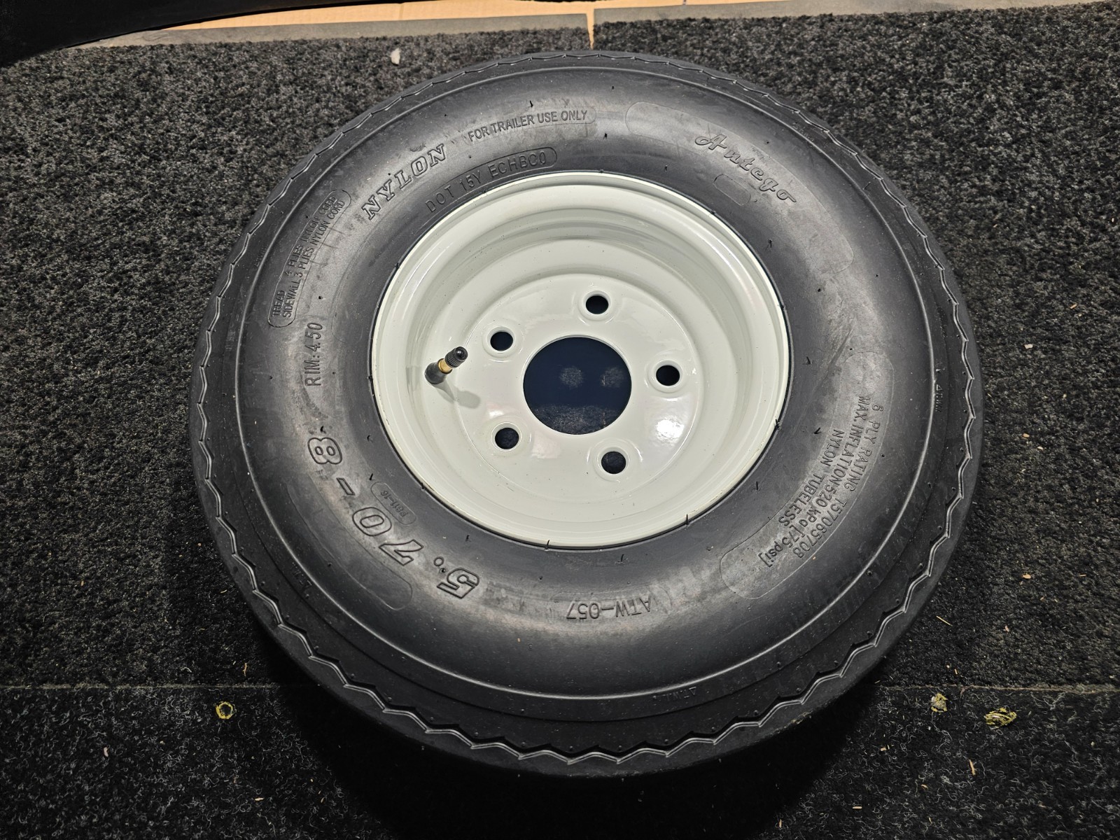 (QTY 2) Antego 5.70-8 Trailer Tubeless Tire & Wheel 5 Lug P811 6 PlyRating