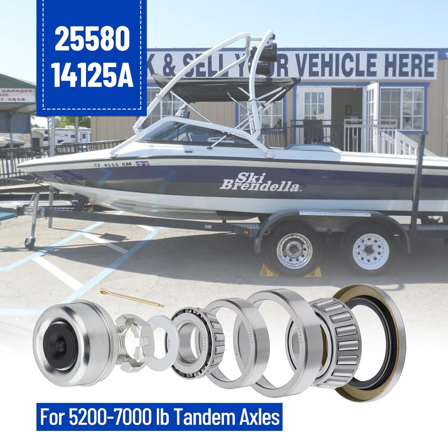 4Sets Trailer Hub Wheel Bearing Replace Kit 25580 14125A Fits 5200-7000lbs Axles