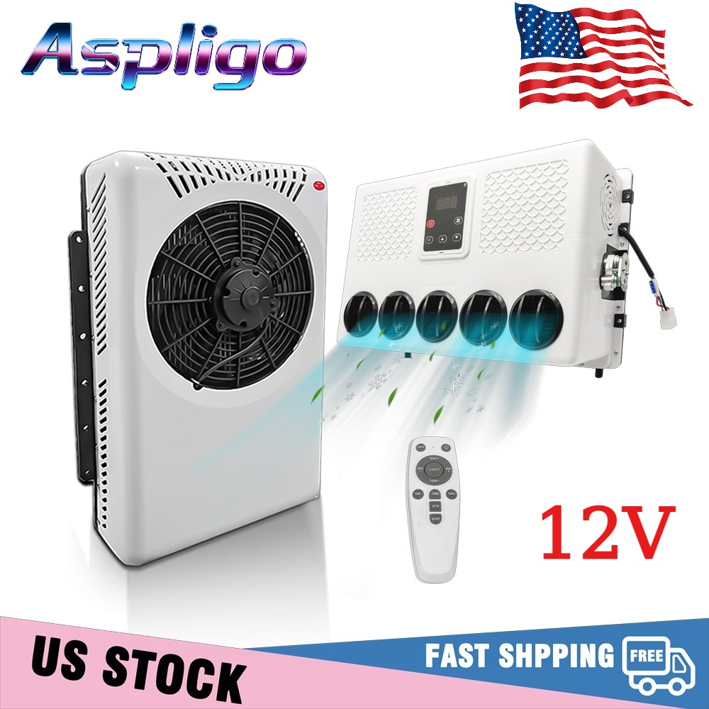 Asplgio 12V Split Air Conditioner Electric Parking A/C kit For Yacht Truck Cab