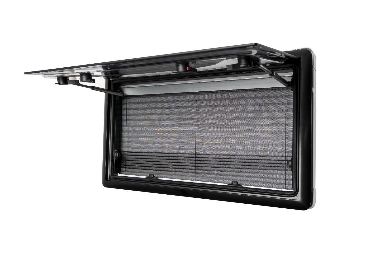 Camper Van RV Hinged Window 700 x 400mm / Double Walled + Roller Blind Screen