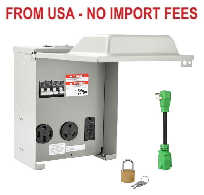RVGUARD RV Temporary Power Outlet Panel with Breaker, ETL Listed 20 30 50 Amp RV