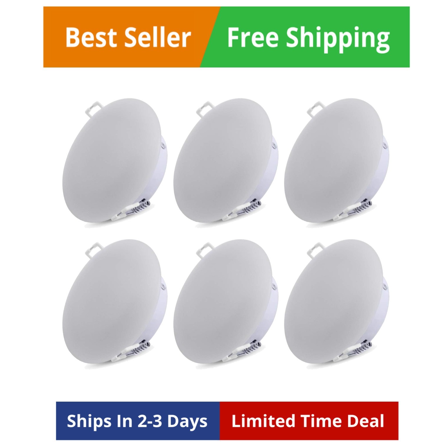 4.5inch 12V LED RV Puck Light – 6 Packs, 4000K Cool White, Full Aluminum Rece…