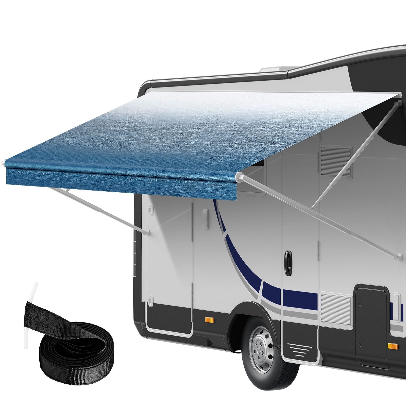 17.2ft Blue Fade RV Awning Fabric for 18ft, 16oz PVC Waterproof UV Protection