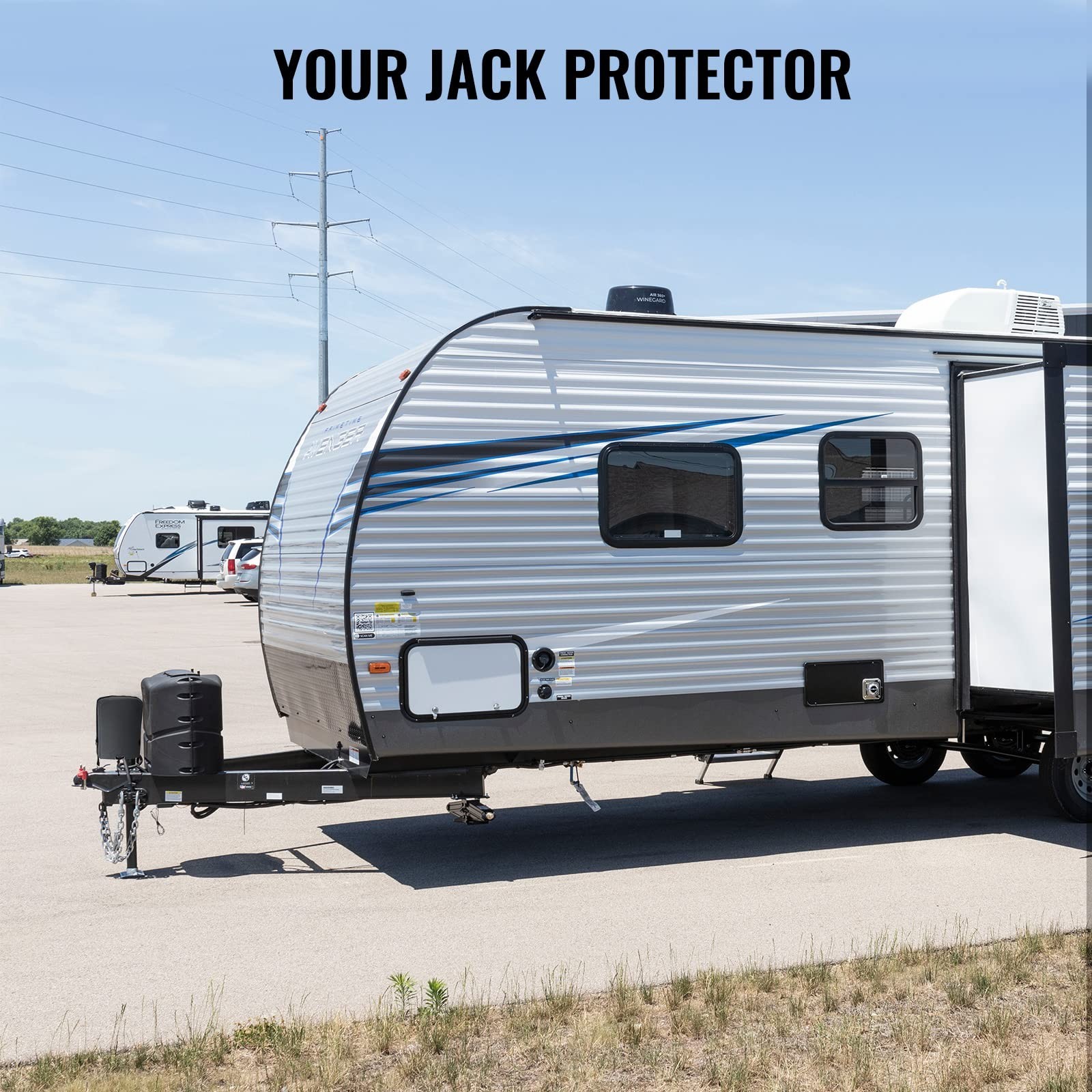Universal RV Electric Tongue Jack Cover with D Rings – 600D Waterproof Protectiv