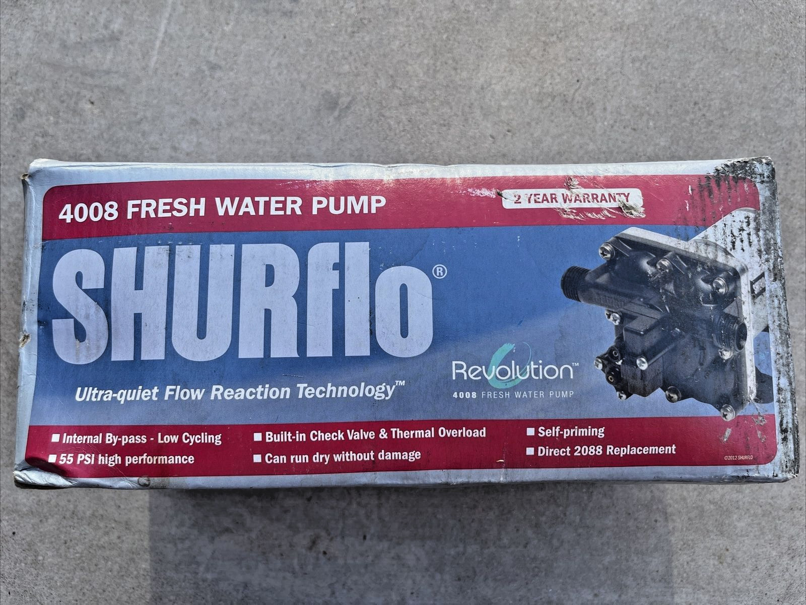 Shurflo RV, 12 Volt, Fresh Water Pump, 7.5 AMPS, 55 PSI, 3.0 GPM