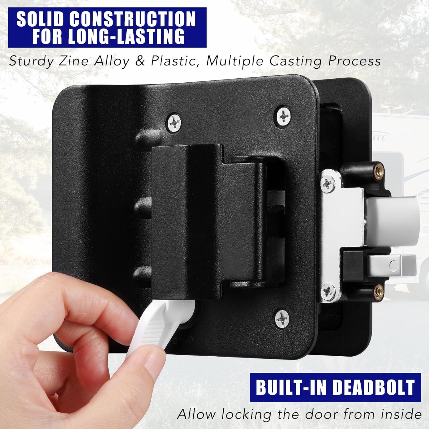 2 Black RV Paddle Entry Door Lock Latch Handle Knob Deadbolt Camper Trailer