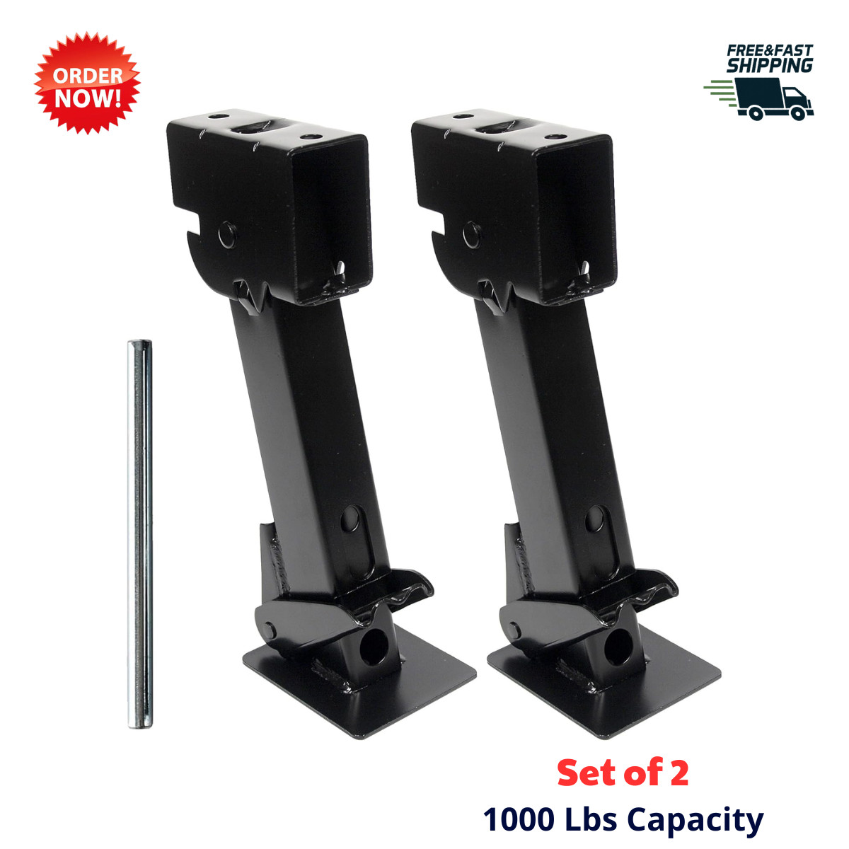 2x RV Trailer Stabilizer Jack Swing Down Camper Telescoping Jack 1000lbs 12″-18″