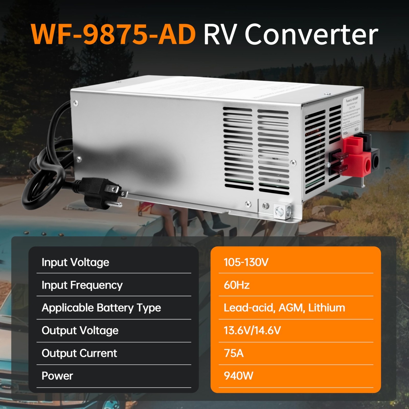 𝐔𝐩𝐠𝐫𝐚𝐝𝐞 WF-9875-AD 75 Amp RV Power Converter Charger, Replace for RV Camp