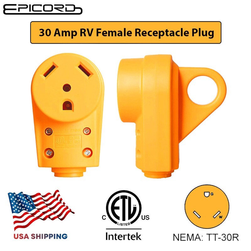 125V 30Amp RV Adapter Replacement Heavy Duty Female Plug with Disconnect Handle