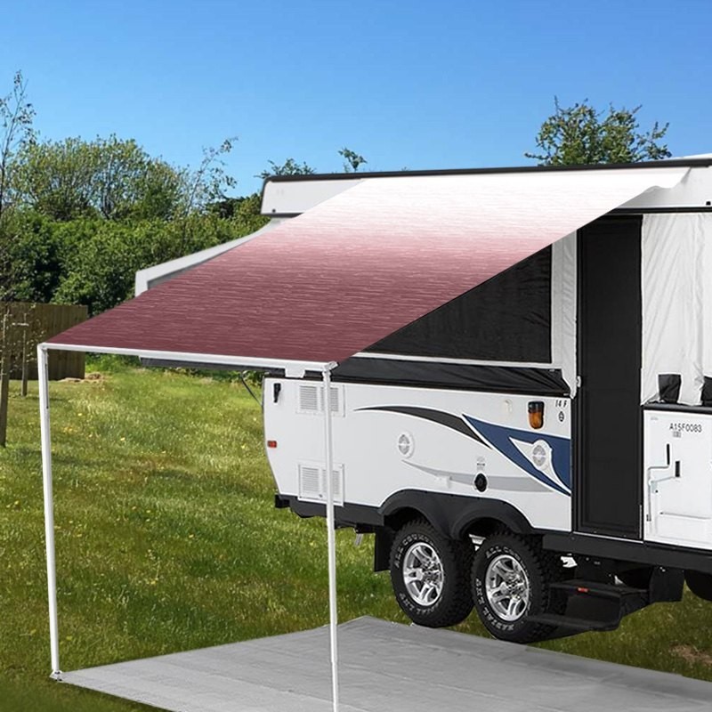 Vinyl Fabric for RV Patio Awnings 16’W x 8’Ext. Burgundy Shale Fade One-Piece