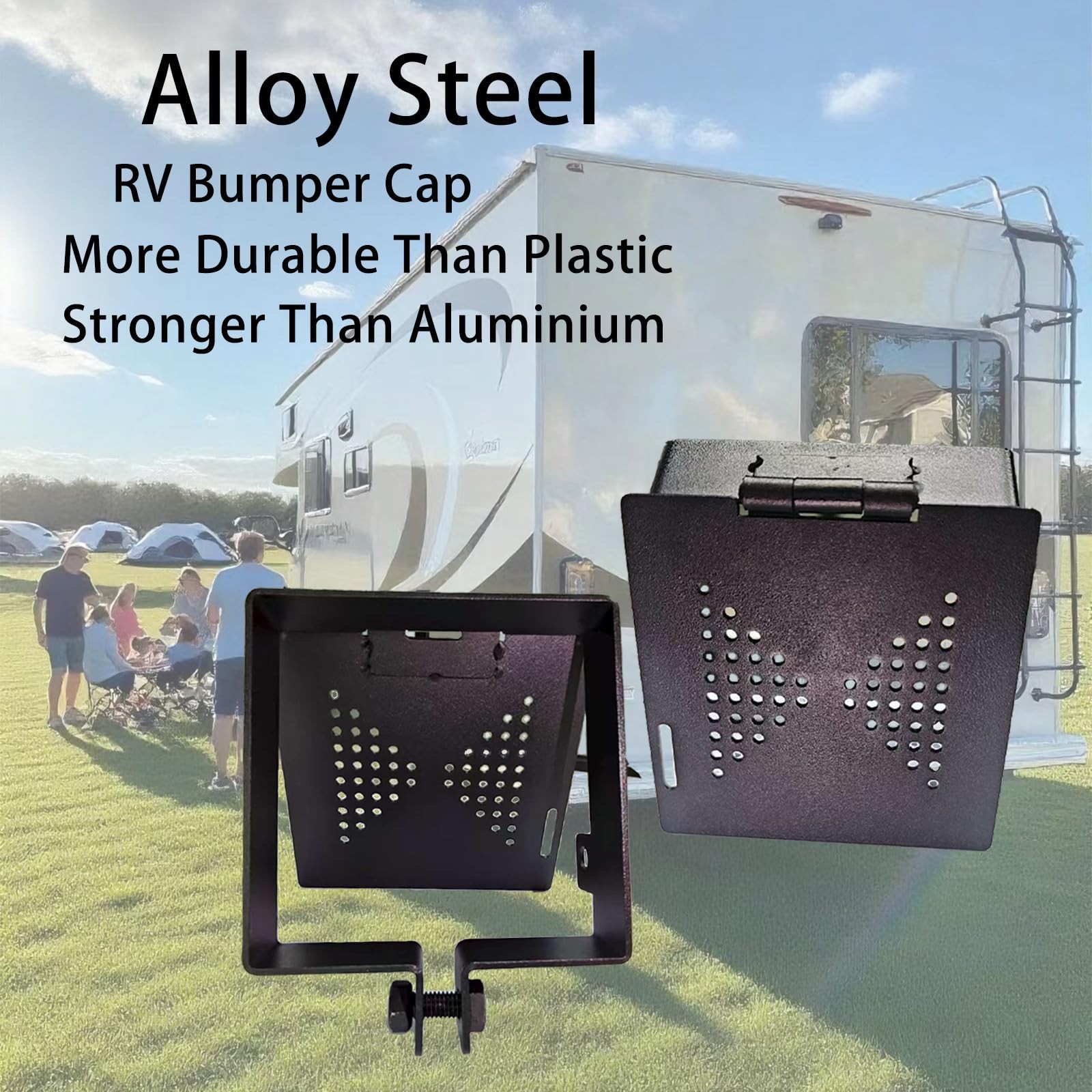 2Pack Steel RV Bumper End Caps | Fits 4″ Square Camper Bumpers, No Vent Holes
