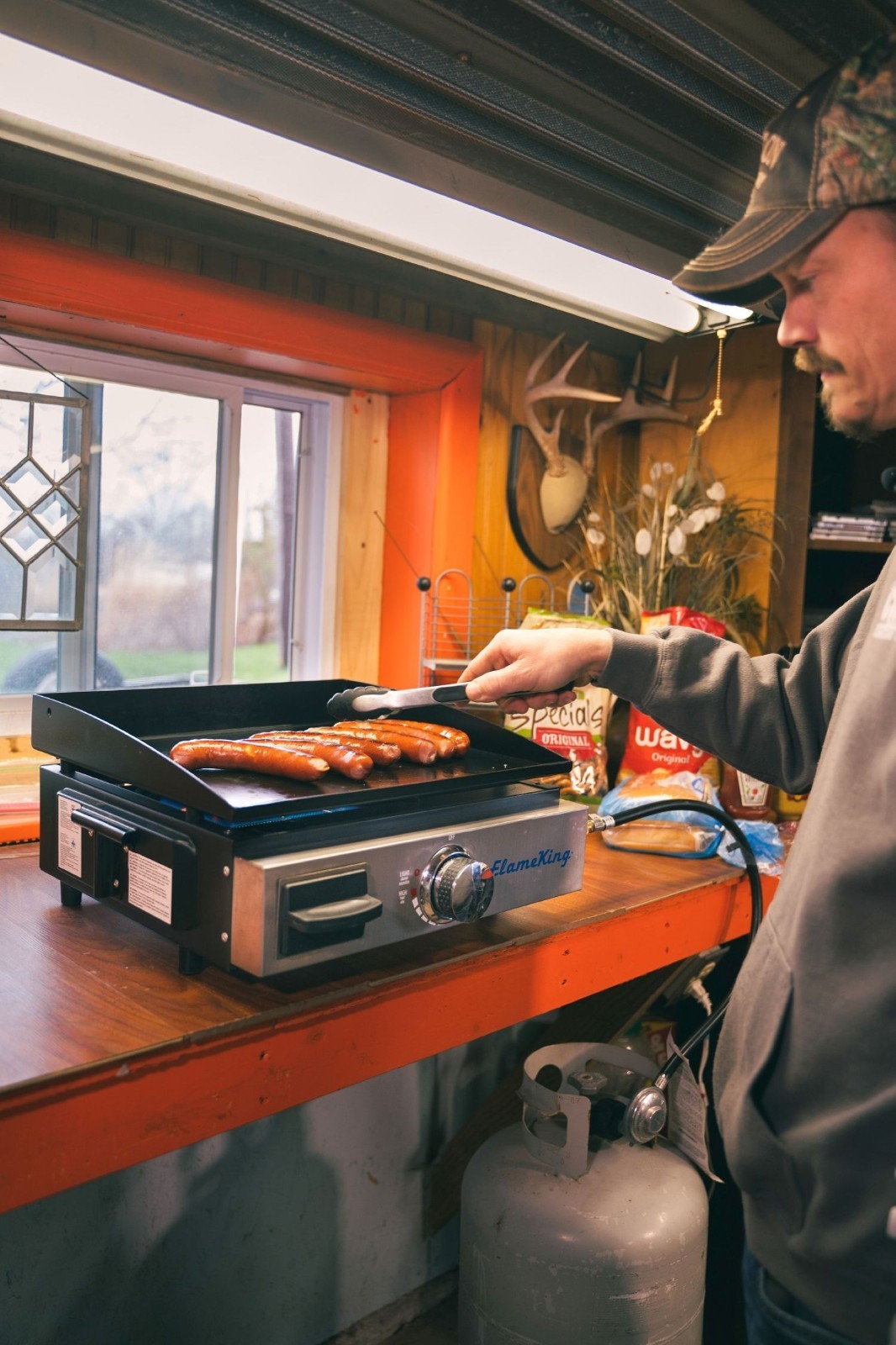 Flat Top Portable Propane Cast Iron Griddle Tabletop for Camping & Tailgating