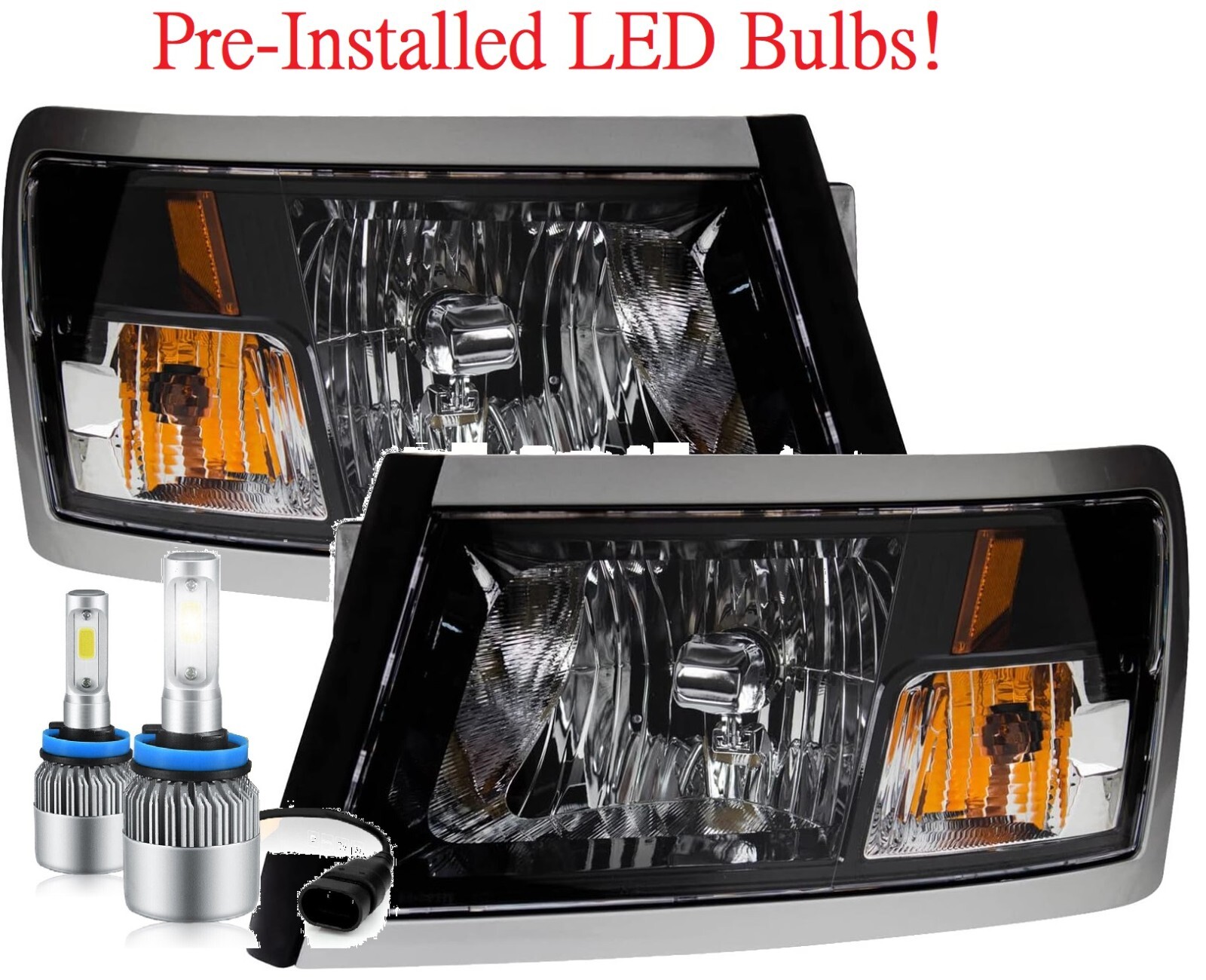 NEWMAR CANYON STAR 2014 2015 2016 BLACK LED HEADLIGHTS HEAD LIGHTS LAMPS RV PAIR