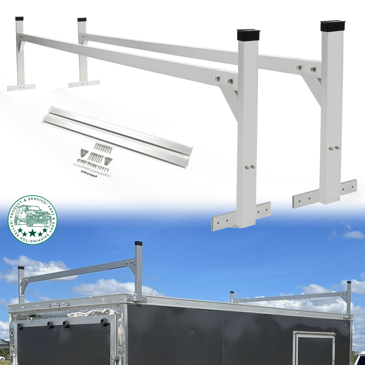 Universal Adjustable Aluminum Ladder Roof Rack For Enclosed/Opened Trailer Vans
