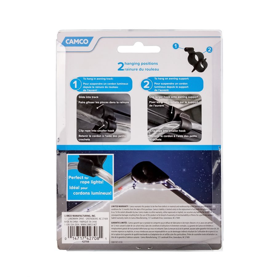 CAMCO 42708 RV CAMPER AWNING LIGHT CLIPS 10 PACK USA SELLER
