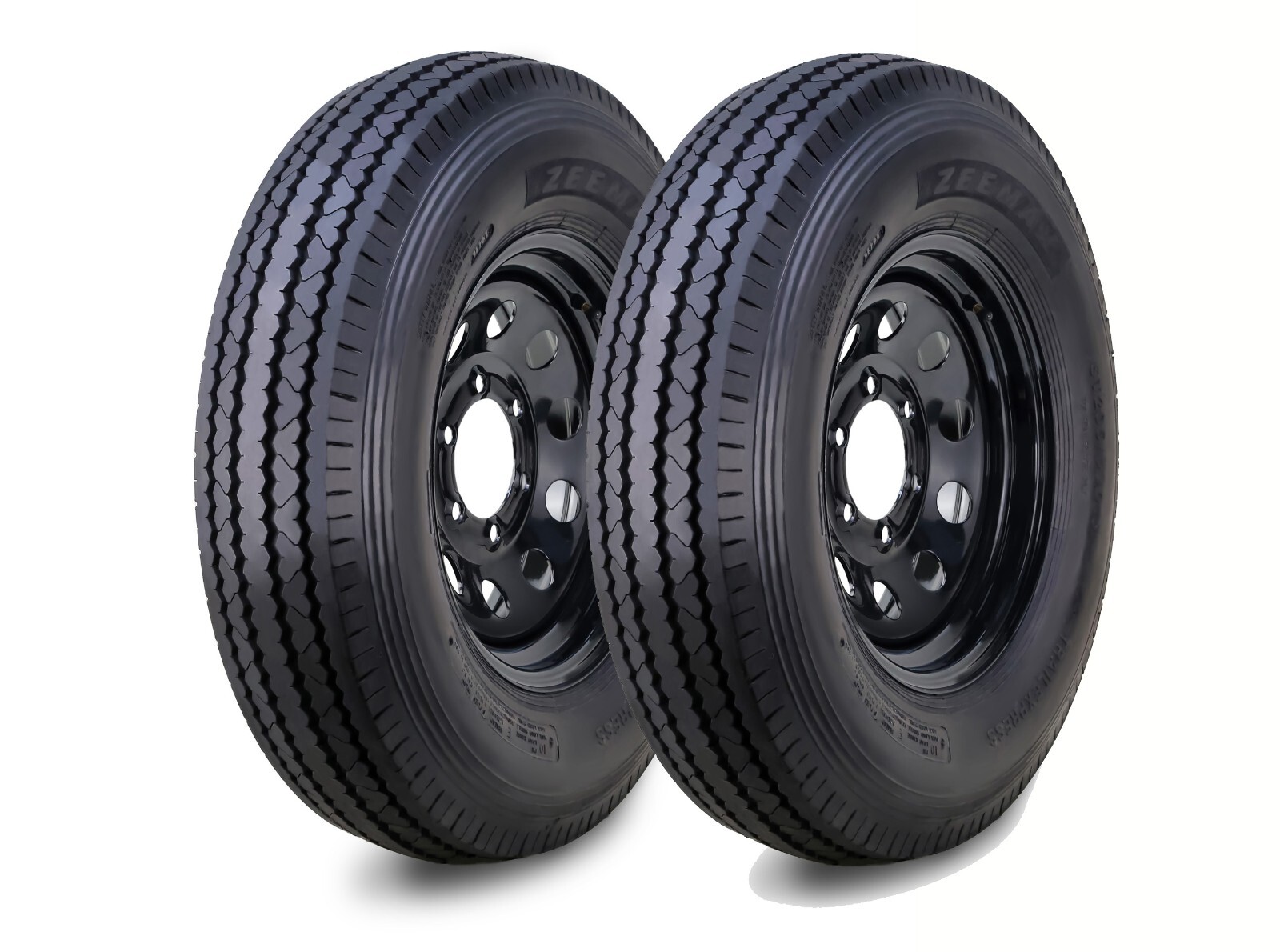 2 ZEEMAX Trailer Tire Assembly ST205/90D15 8-Ply Black Mod Rim 6 Lug on 5.5″