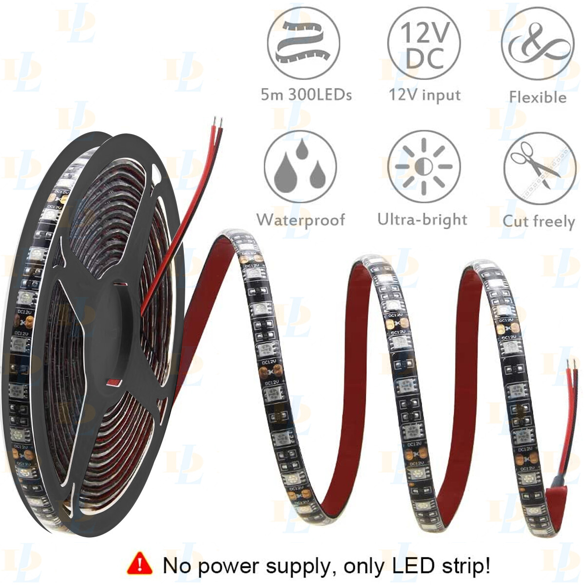 5M 6000K Super Bright 300 LEDs Strip Light White Dimmable Tape LEDs Daylight US