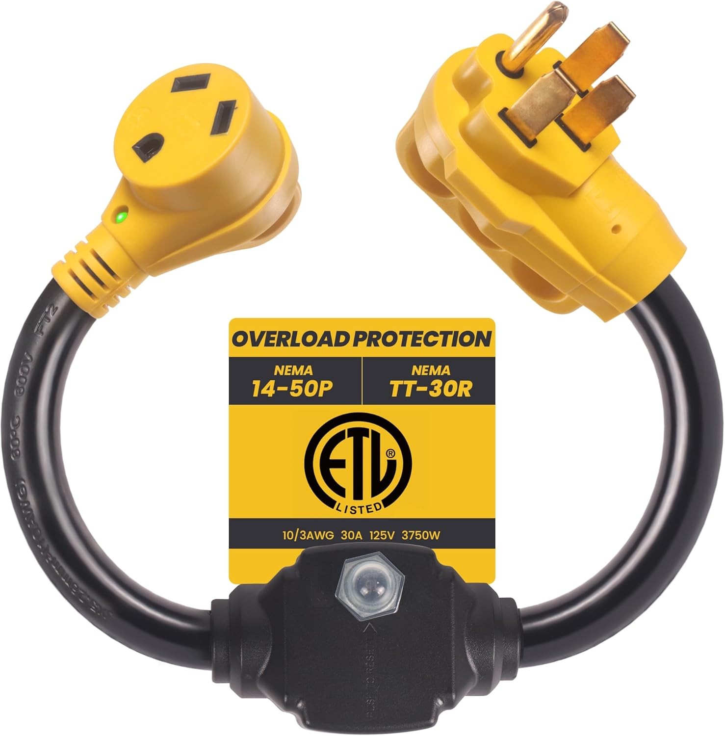 Overload Protector 50 Amp to 30 Amp RV Adapter Plug for Camper