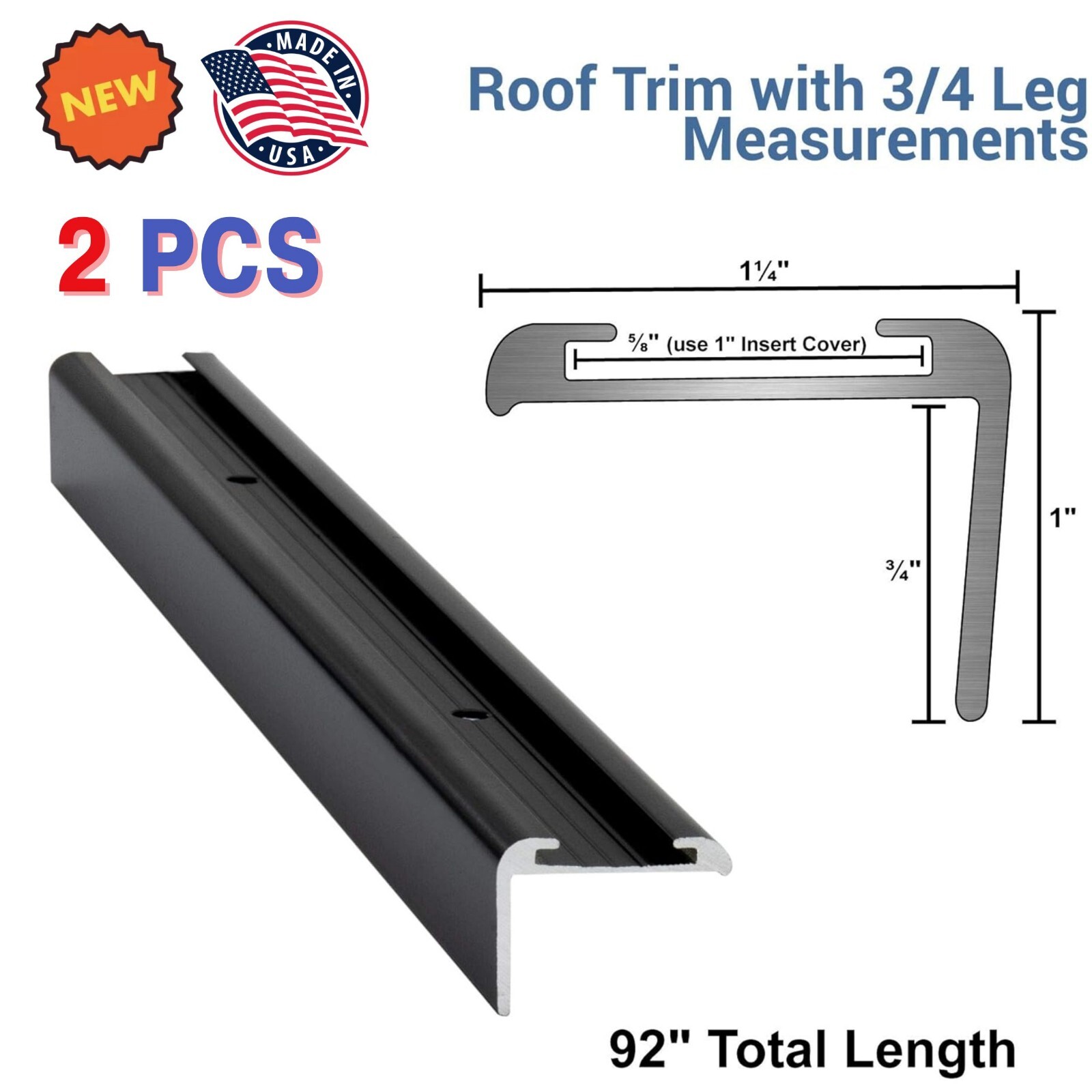 RV Corner Mold Insert Roof Trim for Sealing External Edges Travel Trailer Black