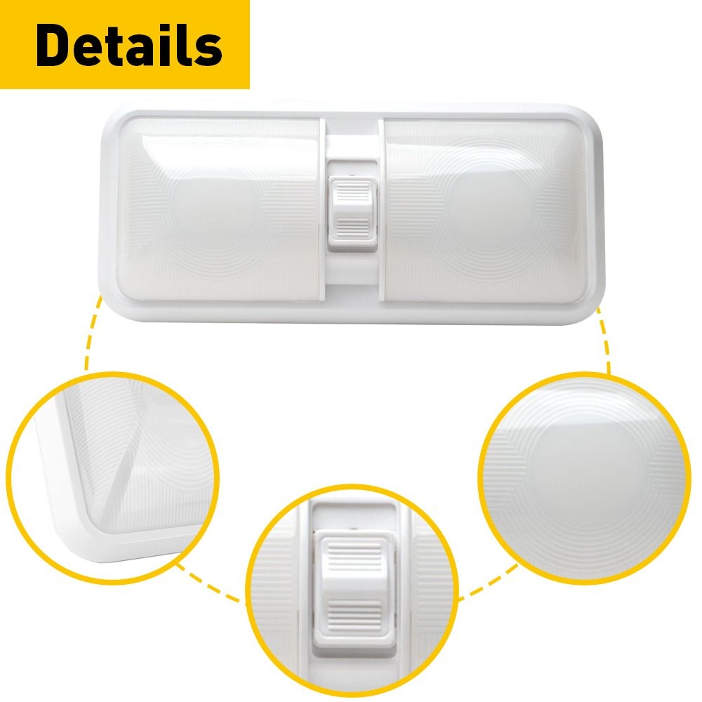 1-5PCS RV 12v Interior light w/switch Frosted DOUBLE DOME Camper Trailer Marine