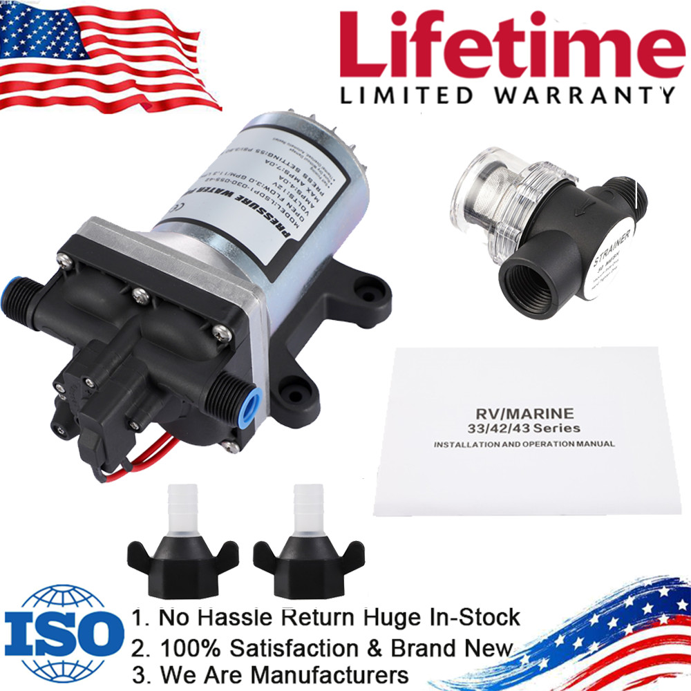 12V 4009 Water Pump Twist On Filter 11LPM 55PSI For RV Caravan Yacht Boat System