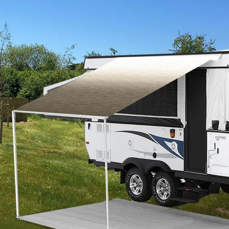 Vinyl Fabric for RV Patio Awnings 20’W x 8’Ext. Camel Shale Fade One-Piece
