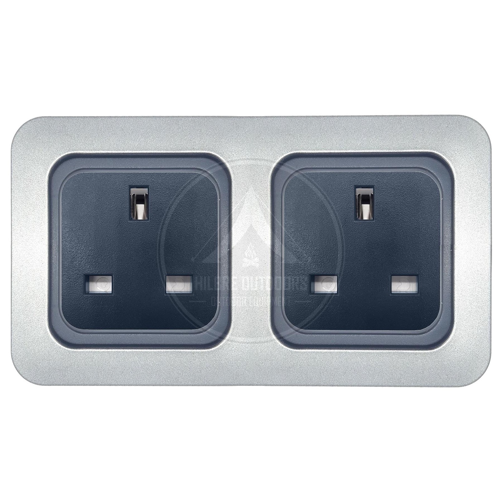 CBE 3 PIN UK PLUG SOCKET 230V 13A & CBE DOUBLE FRAME GUNMETAL CAMPERVAN CARAVAN