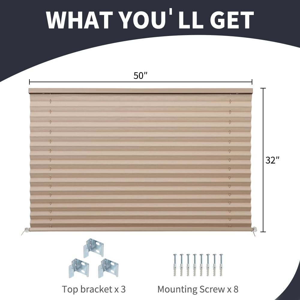 RV Blinds for Camper Window Blackout Shades 50″W x 32″H, Cappuccino
