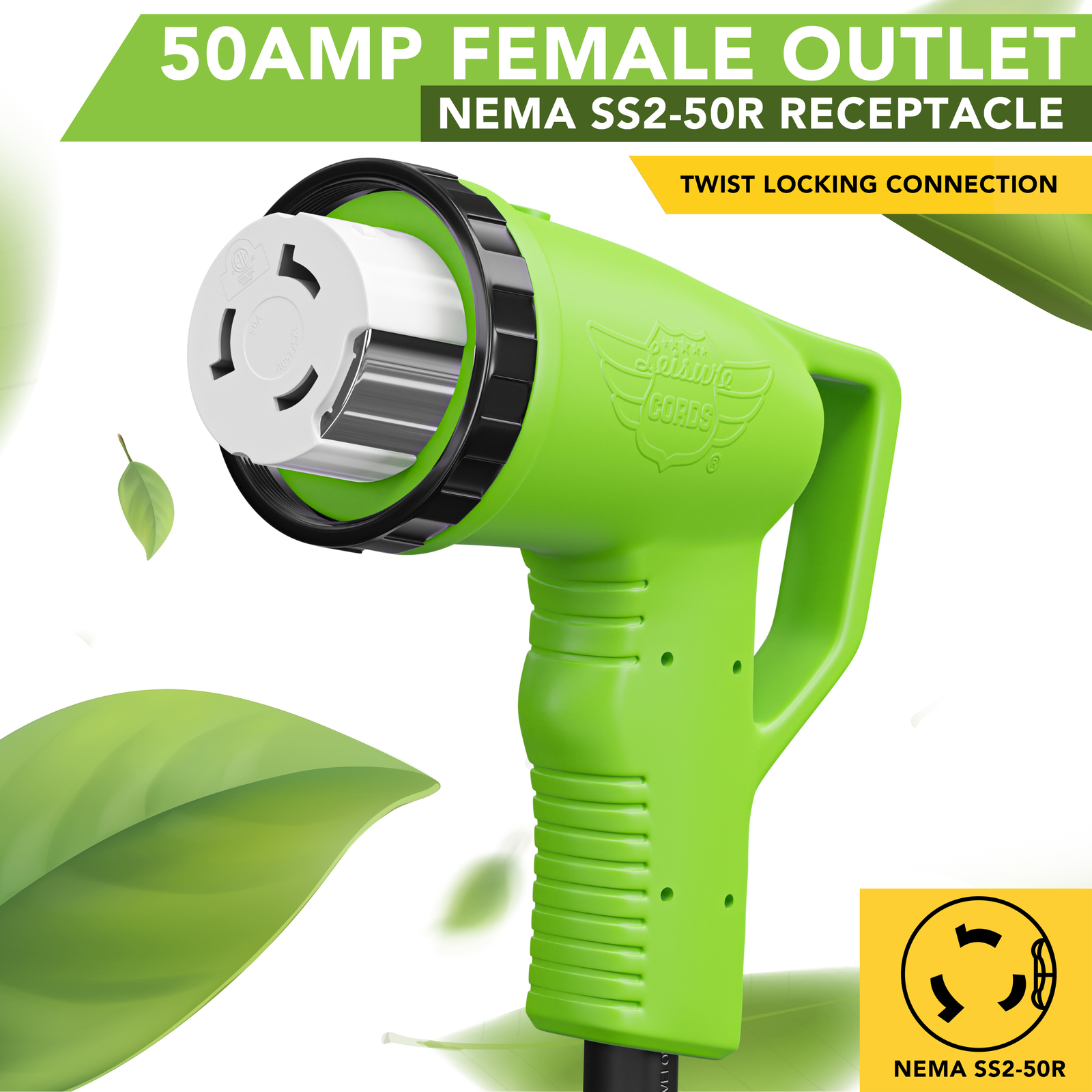 LCW Marine 50 amp female to 30 amp male 125v Shore Power Pigtail Boat Adapter 90