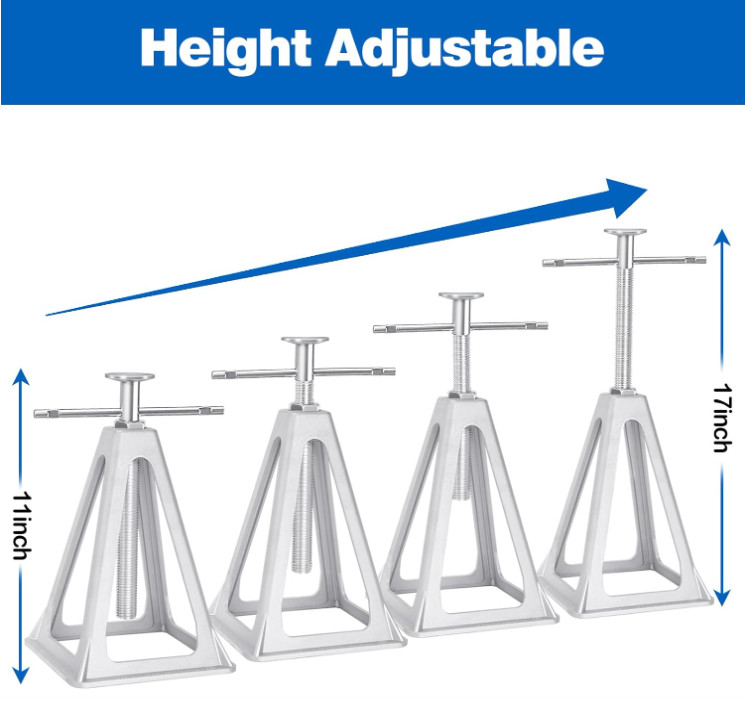 4 Pack RV Stabilizer Jacks 11″-17″ Adjustable Aluminum Screw Jack Stands 7500lbs