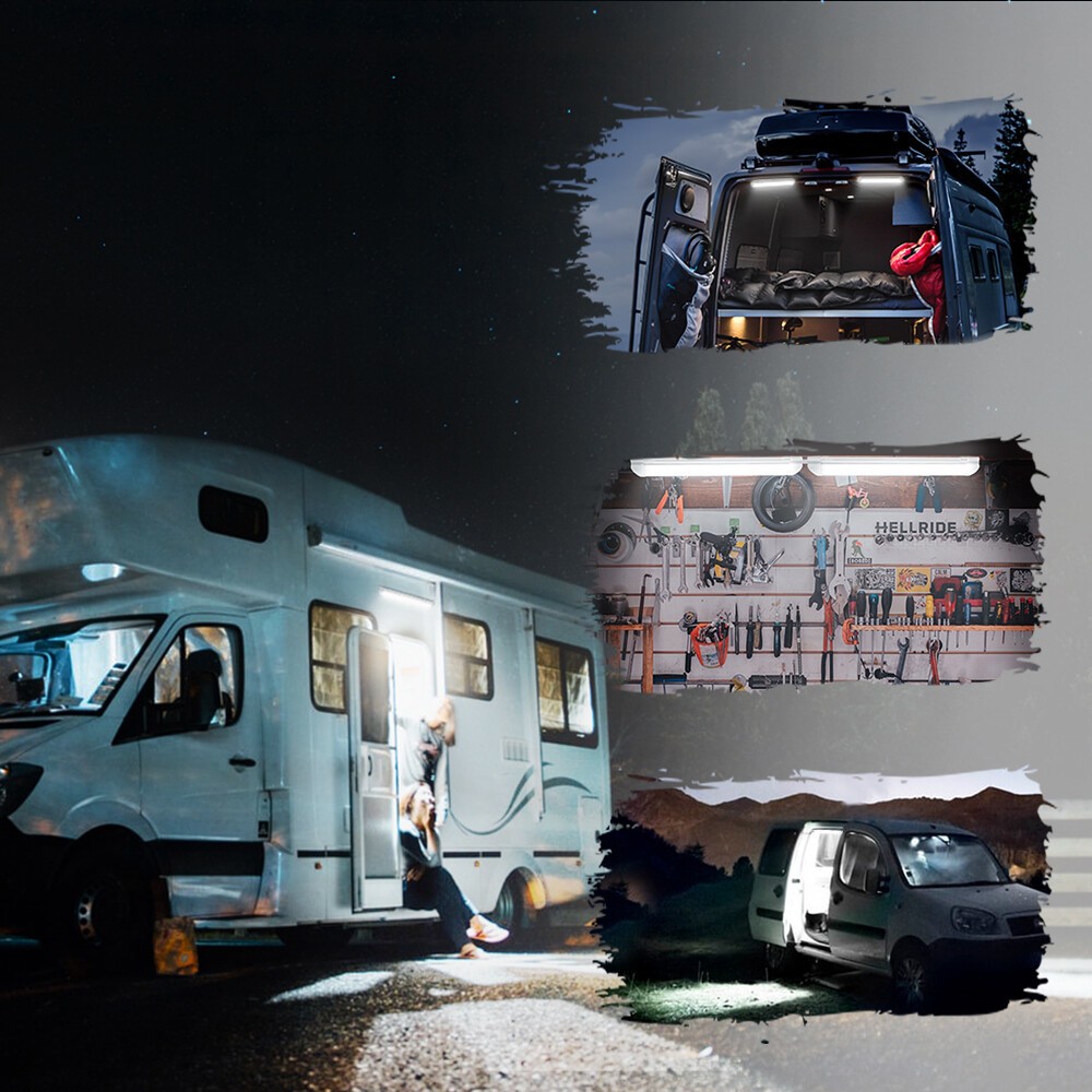 2Pcs 12V Interior Light Bar 6000K White 108 LEDs Universal Light Strip RV Camper