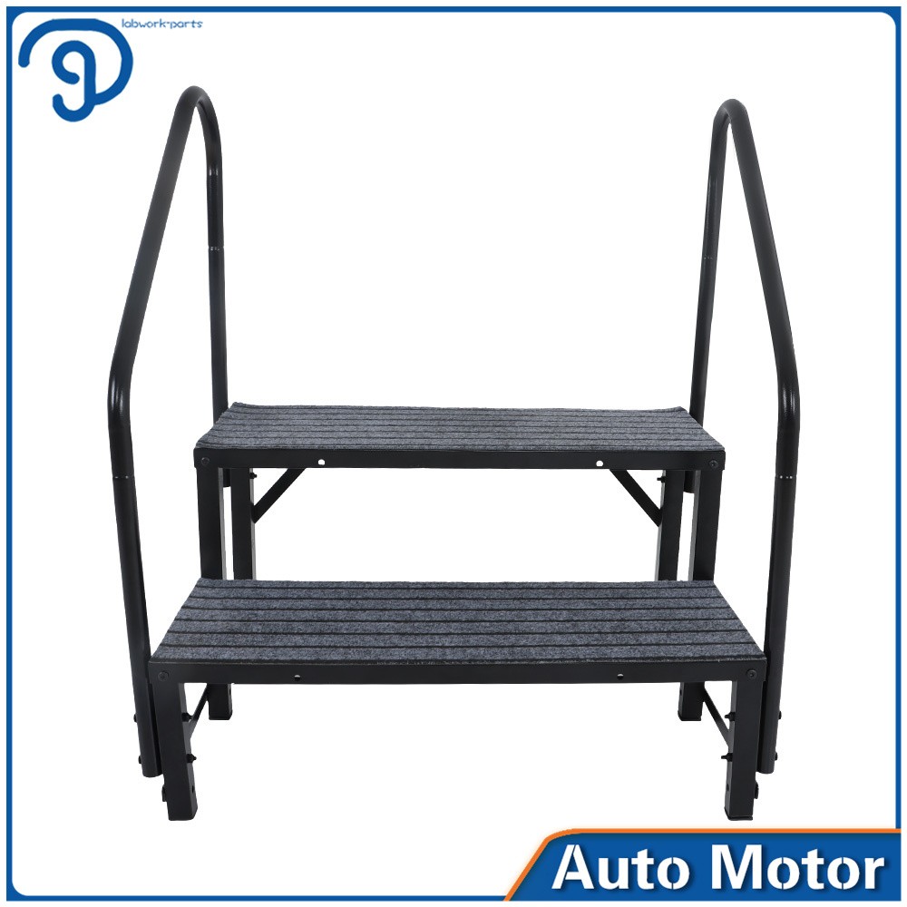 RV Steps Outdoor 2/3/4 Steps with 2 Handrails w/ Step Mat 660 lbs Load Capacity