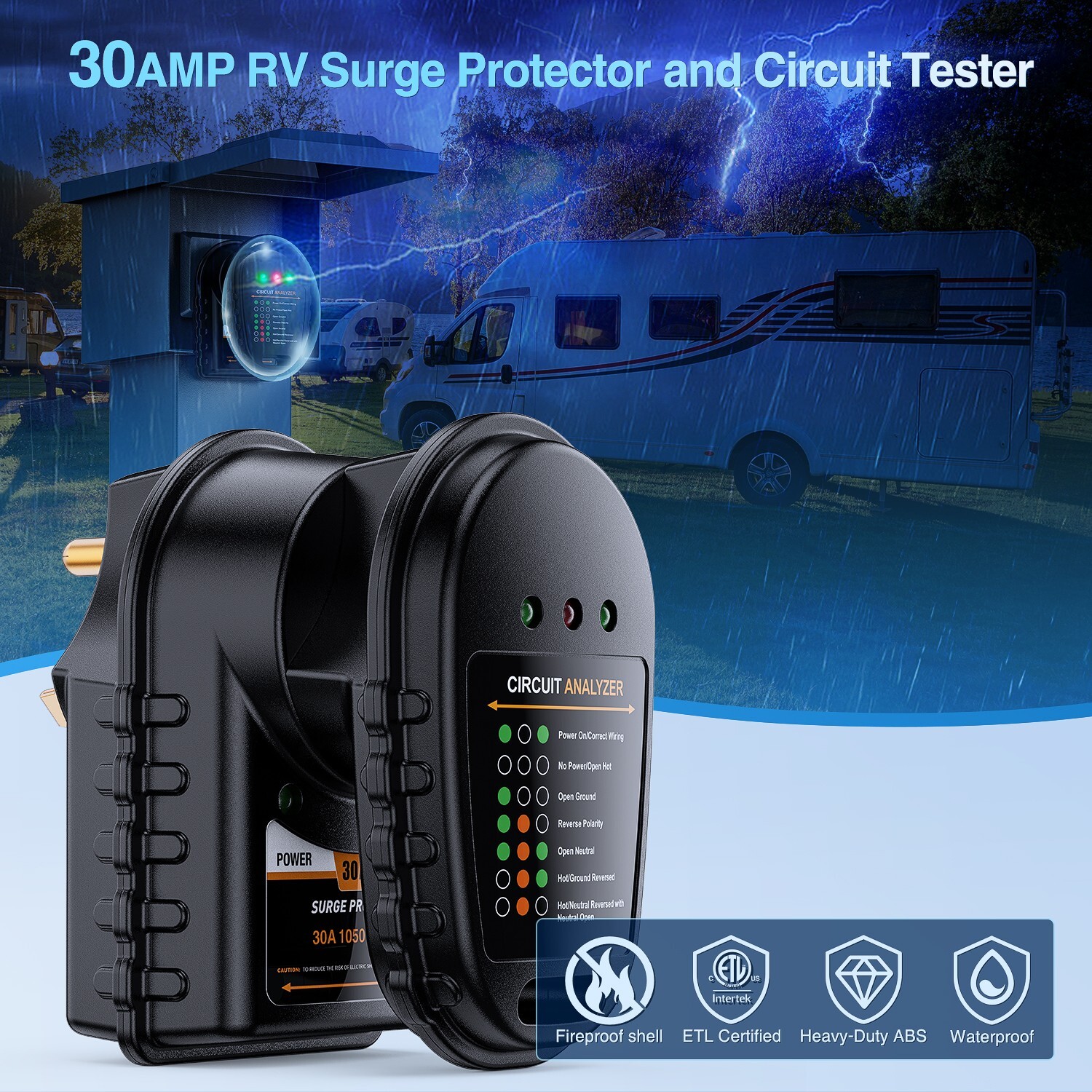 Nilight 30 Amp RV Surge Protector Circuit Tester 30 amp for RV Camper Trailer