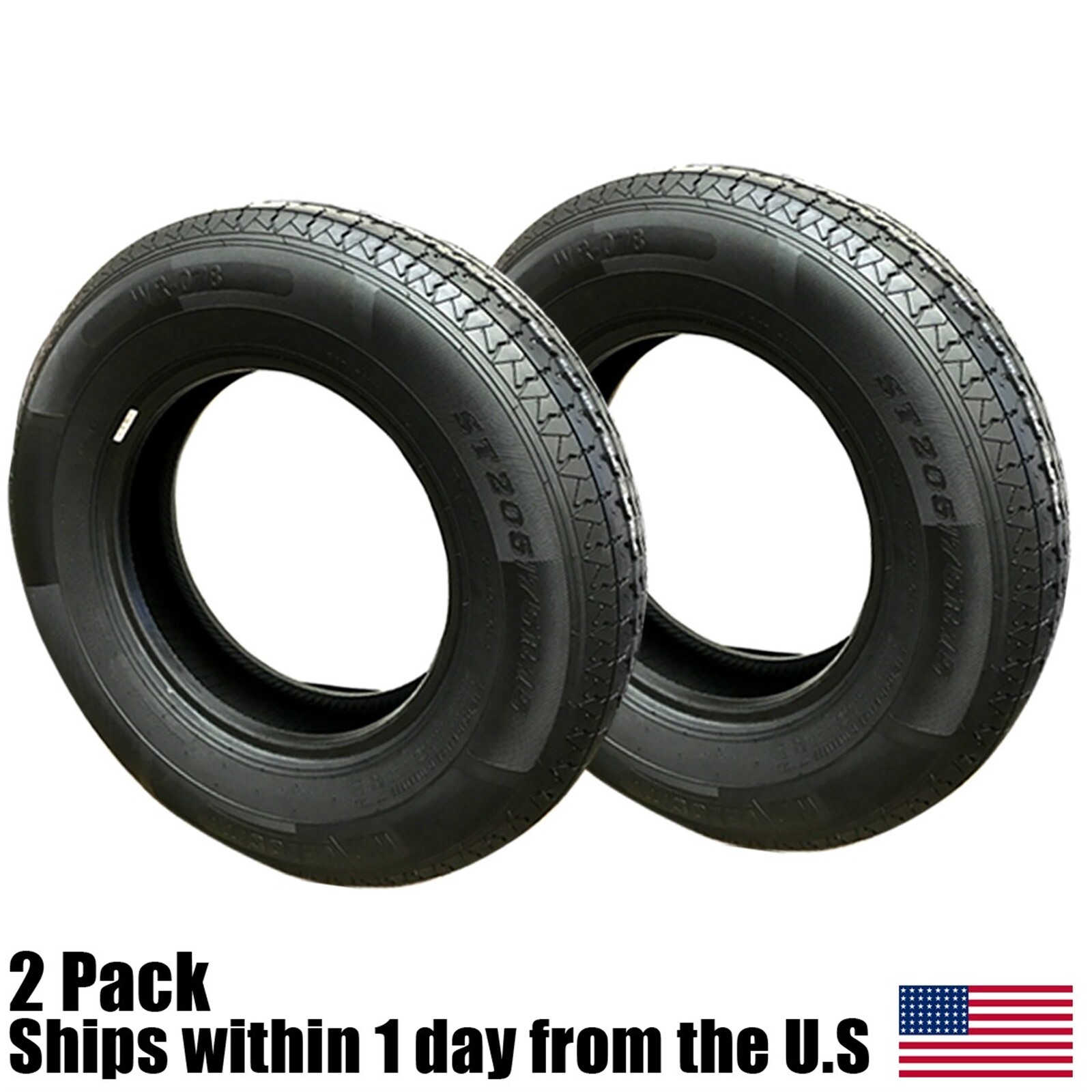 2PK ST205/75R15 Radial Trailer Tire 6 Ply Tire Load Range C 205 75 15 6Ply