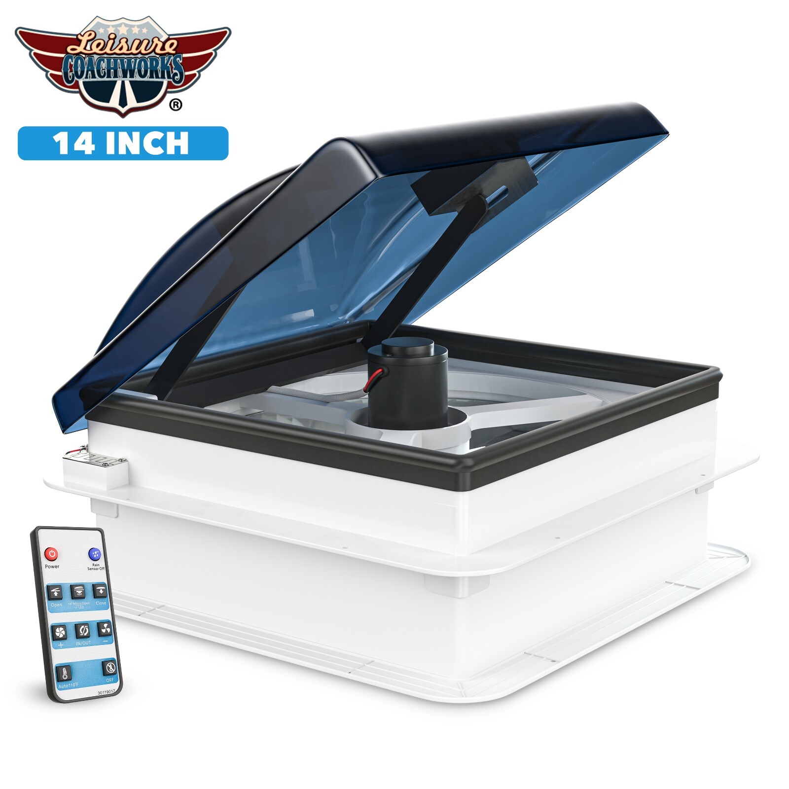 RV Trailer Vent MULTI SPEED QUIET FAN with Remote Rain Sensor 12 Volts