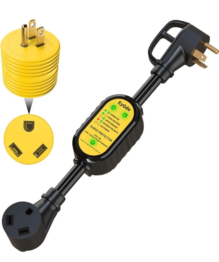 EyGde 50 Amp to 15 Amp 110 RV Adapter – Patented 4200J Power Adapter with Surge